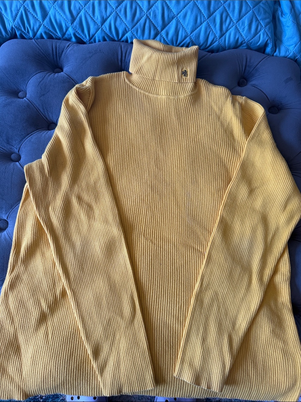 Lauren Ralph Lauren Golden Yellow Ribbed Turtleneck